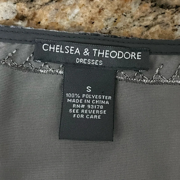 Chelsea & Theodore Black Crushed Velvet Embroidered Mini Dress Women’s S - Picture 8 of 10